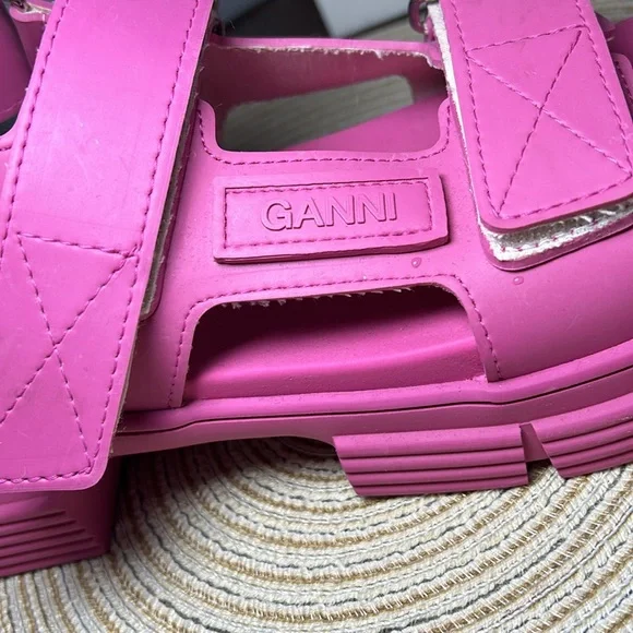 Ganni Pink Sling Back Sandles - Picture 9 of 10
